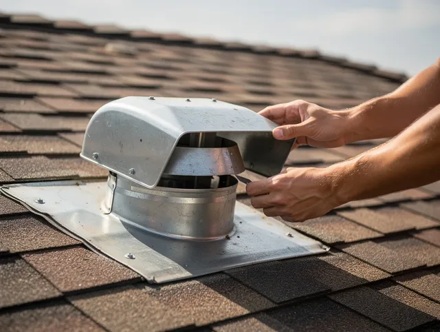 Rincon Dryer Vent Cleaning certified technician safely cleaning a roof-mounted dryer vent in Rincon