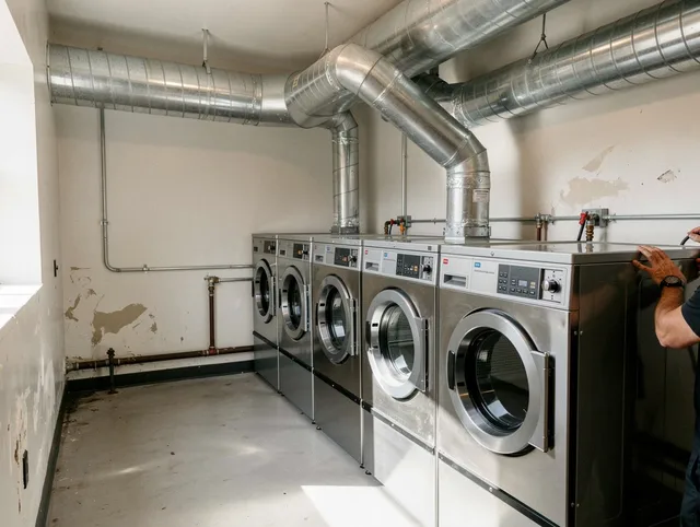 Rincon Dryer Vent Cleaning team performing large-scale commercial dryer vent cleaning in Rincon