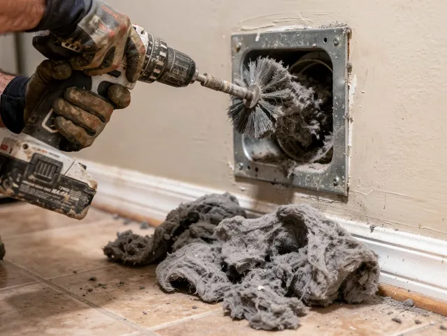 Certified Rincon Dryer Vent Cleaning technician performing dryer vent cleaning in Rincon
