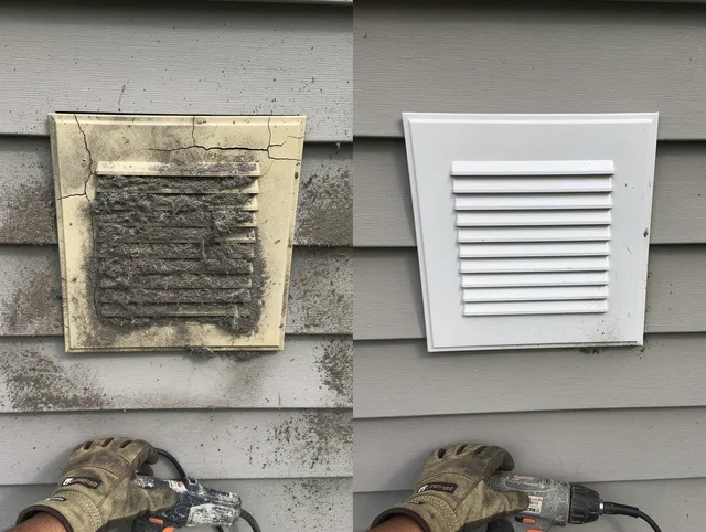 Rincon Dryer Vent Cleaning technician installing high-quality dryer vent cover at a residential property in Rincon