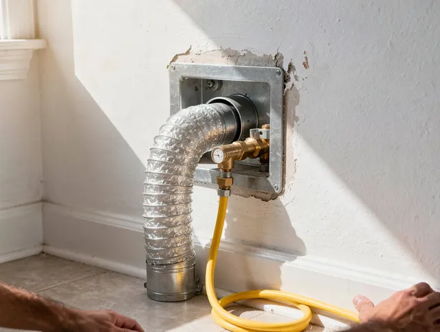 Rincon Dryer Vent Cleaning certified technician performing specialized gas dryer vent cleaning in Rincon